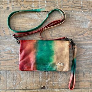 Rare Bed Stu Cadence Tri-Color Sangria Leather Crossbody Purse/Wristlet